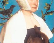 小汉斯荷尔拜因 - Portrait of a Lady with a Squirrel and a Starling